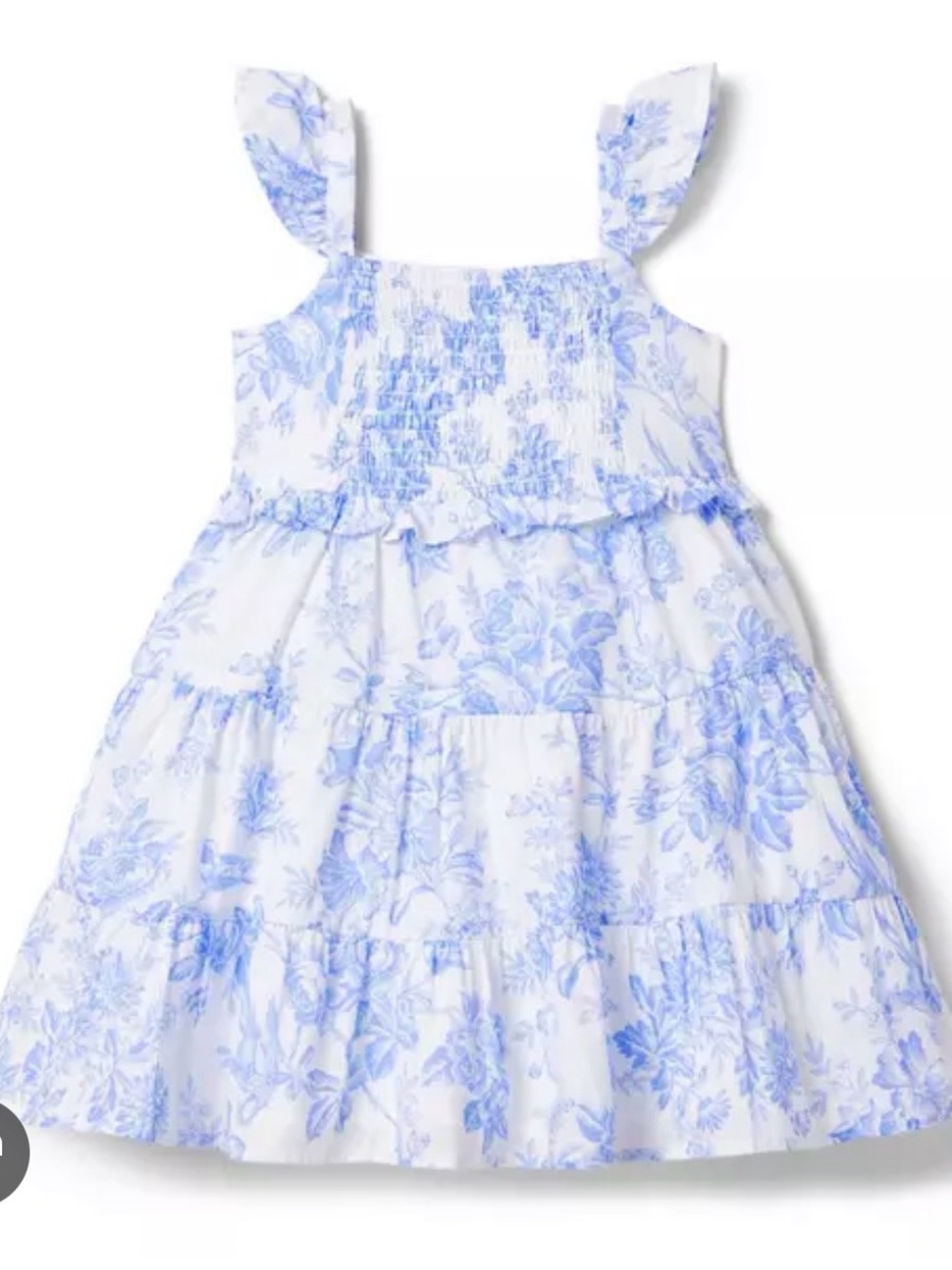 Janie and jack Girls White toile  Dress with periwinkle  Floral Print